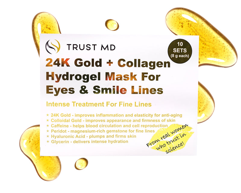 24K Gold + Collagen Hydrogel Mask Treatment For Eyes and Smile Lines